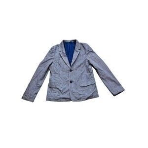 Mini Boden Jacket Boys Size 11/12 Large Blazer Striped Lined Preppy Blue/White